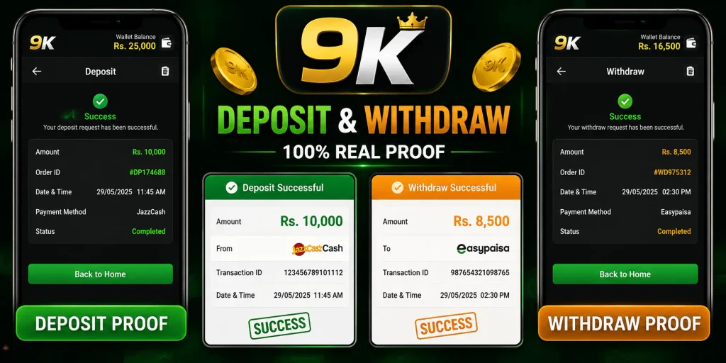 9k game deposit & withdraw